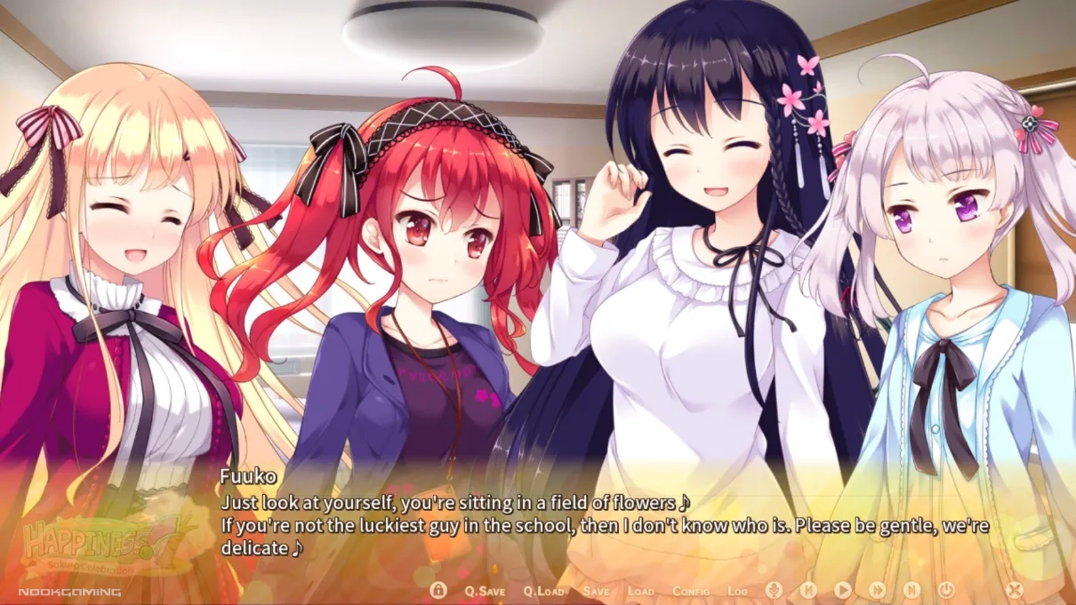 Kazuki surrounded by heroines