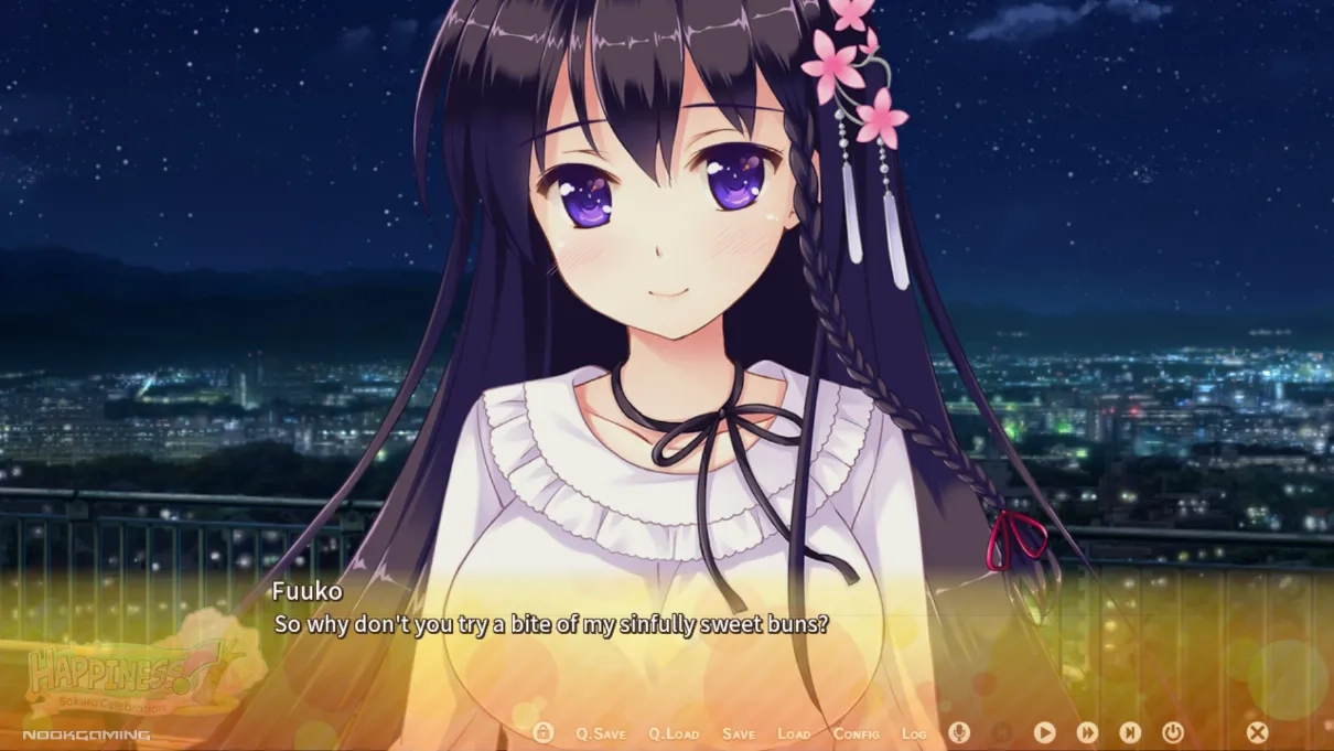 Fuuko teasing Kazuki in Magical Battle in Happiness! Sakura Celebration