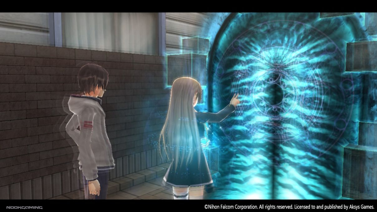 Kou and Asuka entering an eclipse in Tokyo Xanadu eX+