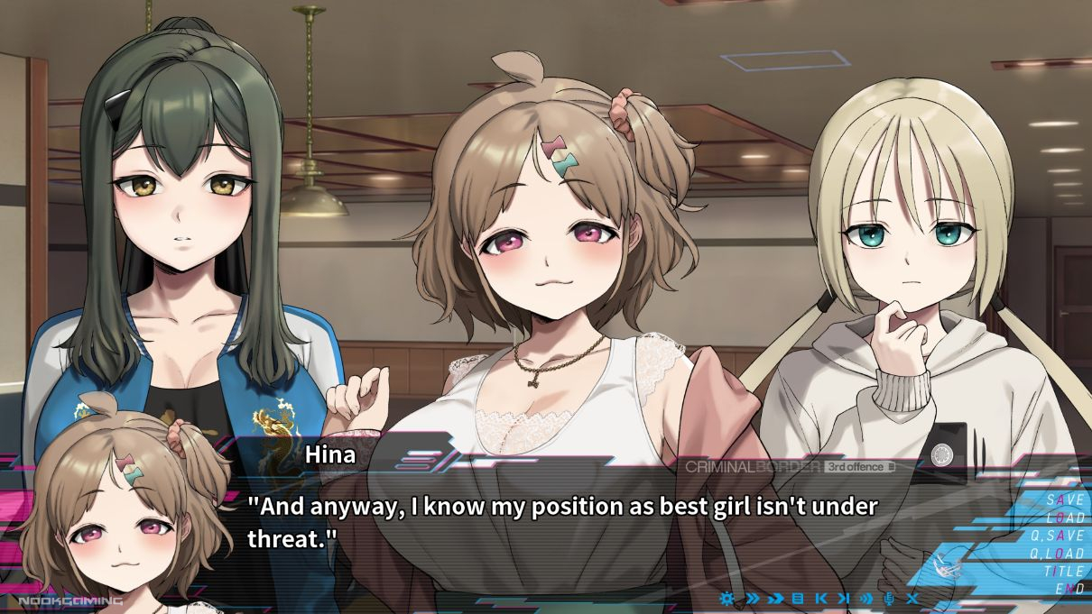 Hina from Criminal Border 3rd Offence (Liminal Border Part III) confident in her status as best girl