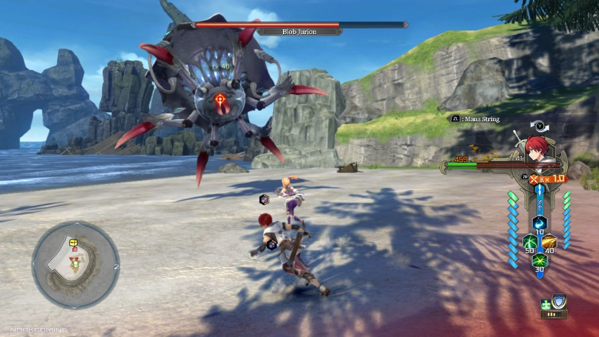 Land combat in Ys X: Nordics on a beach