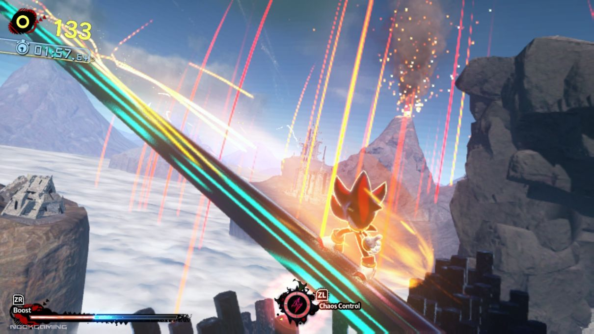 Shadow Grinding on a rail in Sonic X Shadow Generations