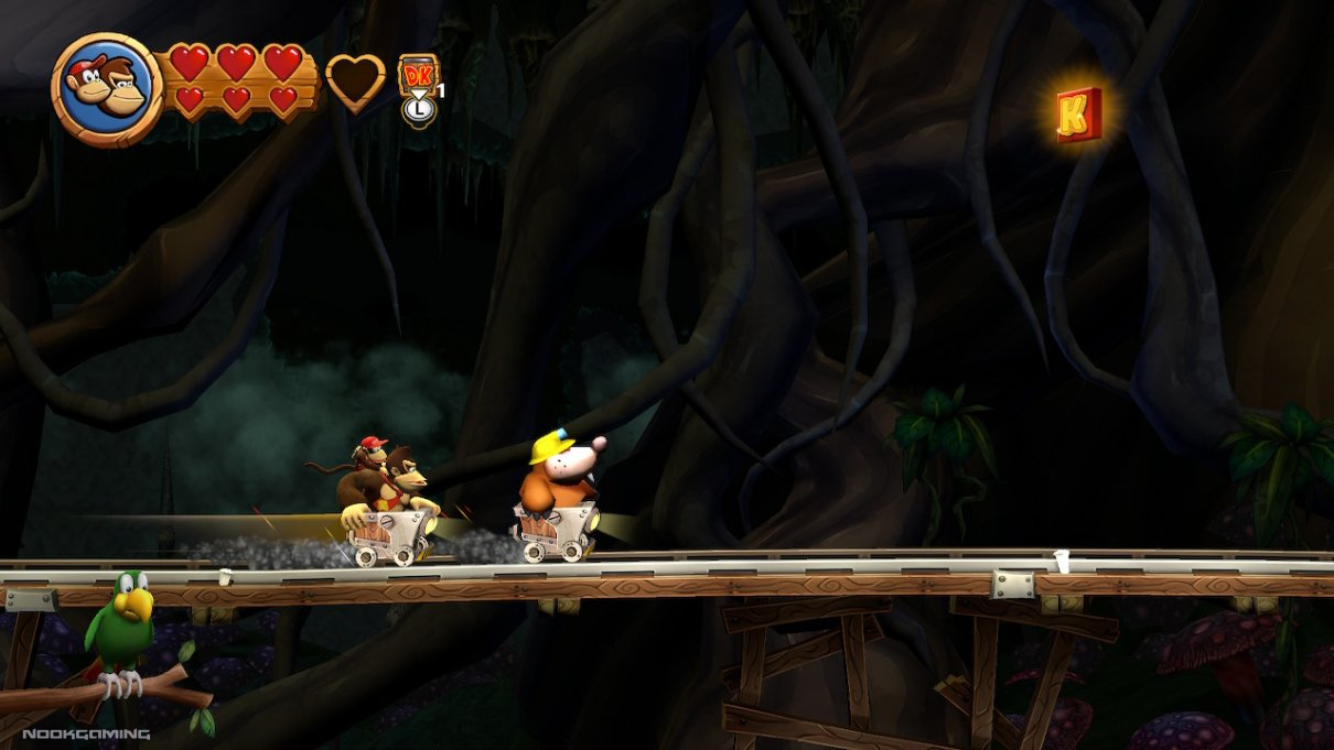Riding in a minecart in Donkey Kong Country Returns HD