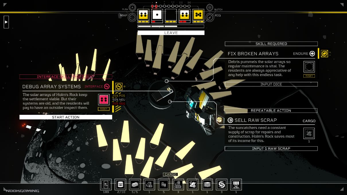 Actions requiring skills in Citizen Sleeper 2: Starward Vector
