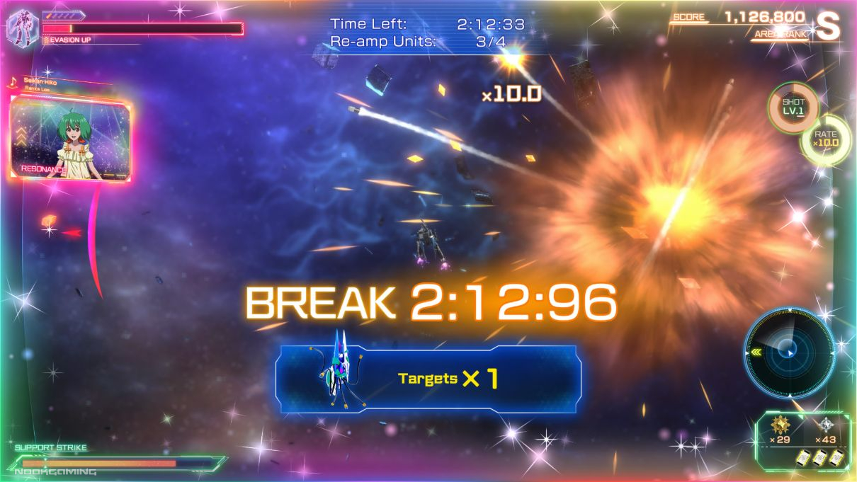 Various UI elements during a stage in MACROSS -Shooting Insight-