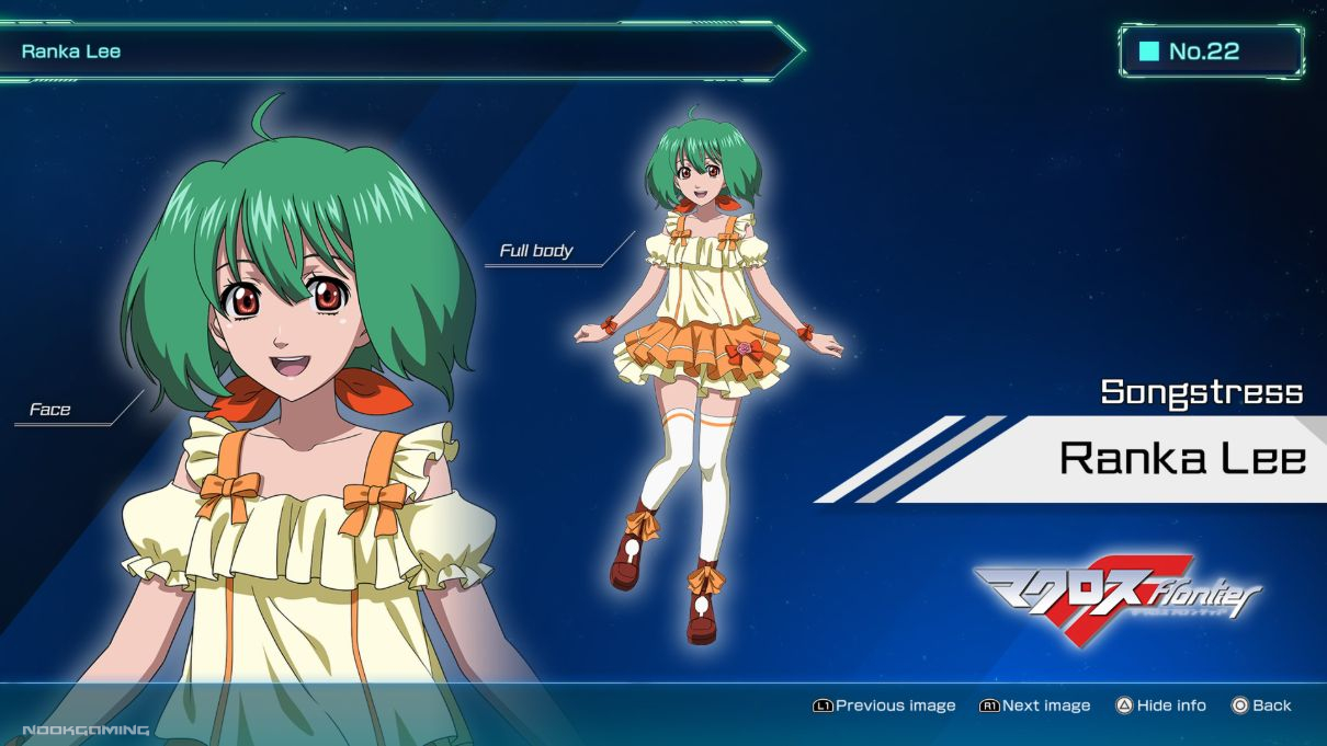 One of the songstresses (Ranka) in MACROSS -Shooting Insight-