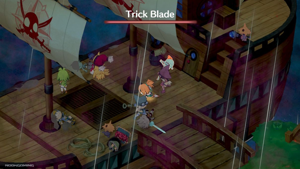 Combat aboard a ship in Phantom Brave: The Lost Hero