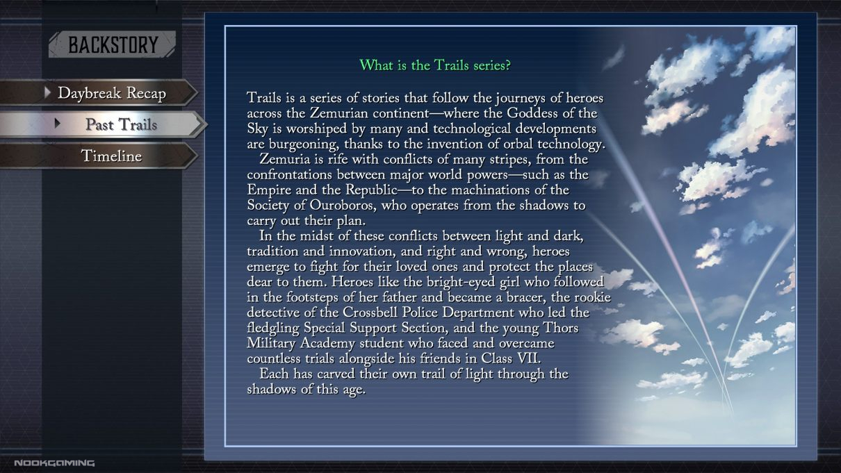 Trails Series Overview and Backstory page