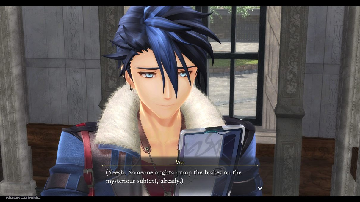 Van talking to himself about an ominous echo in his head adding mysterious subtext to The Legend of Heroes: Trails Through Daybreak II