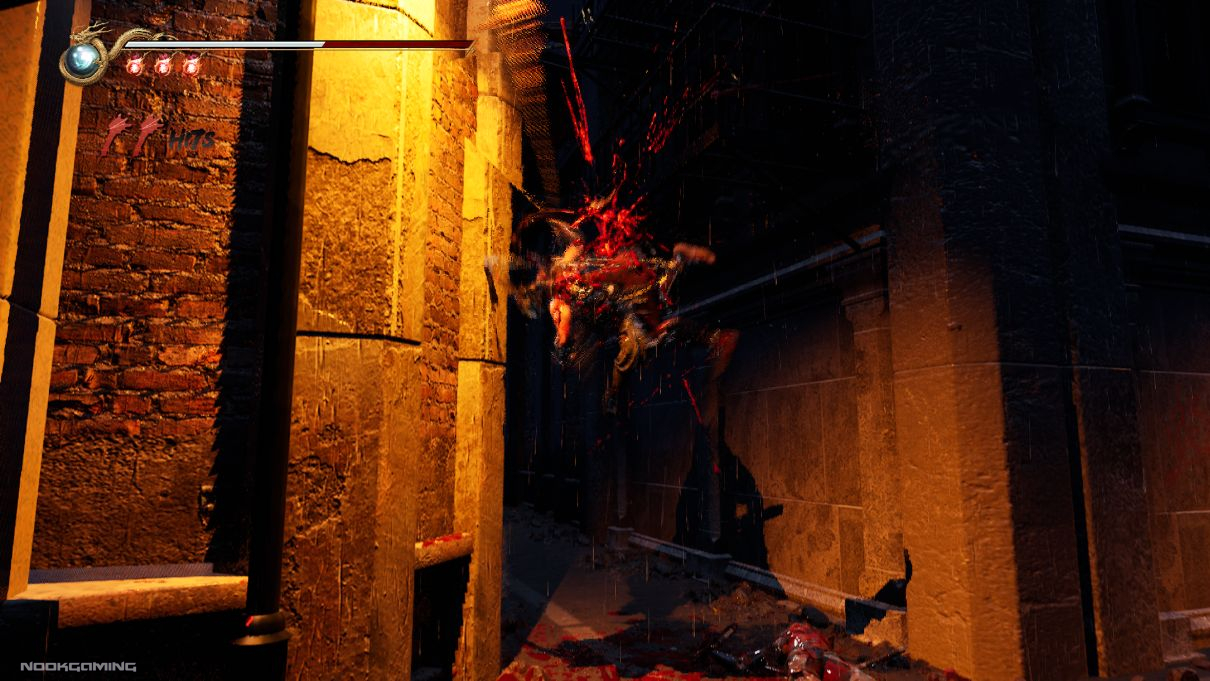 Gory scene in Ninja Gaiden II Black