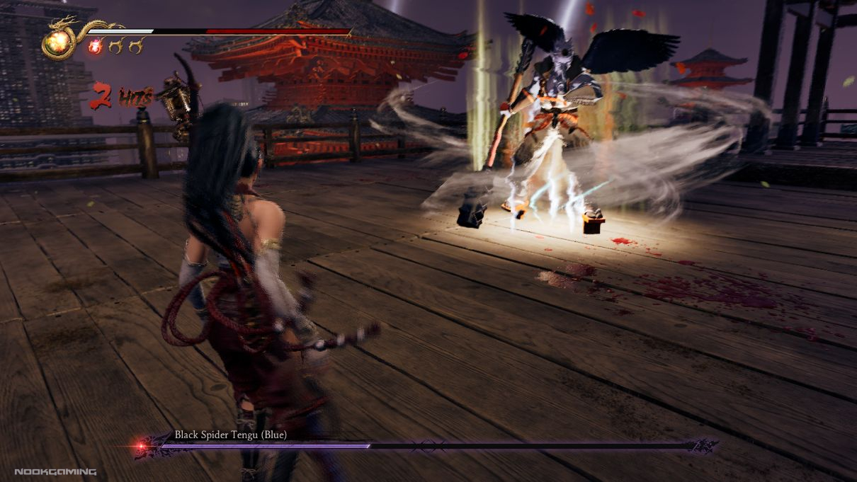 Fighting Black Spider Tengu (Blue) in Ninja Gaiden Black II