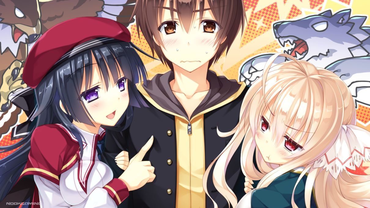 Alicetia and Usagi fighting over the protagonist in Primal Hearts 2