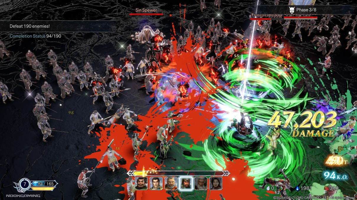 Combat with a large wave of enemies