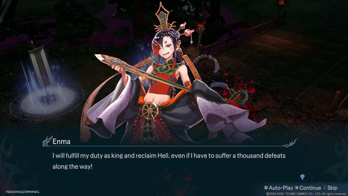 Enma claiming his plan to reclaim hell in Warriors: Abyss