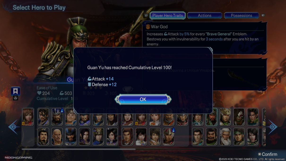 Hero reaching cumulative level 100
