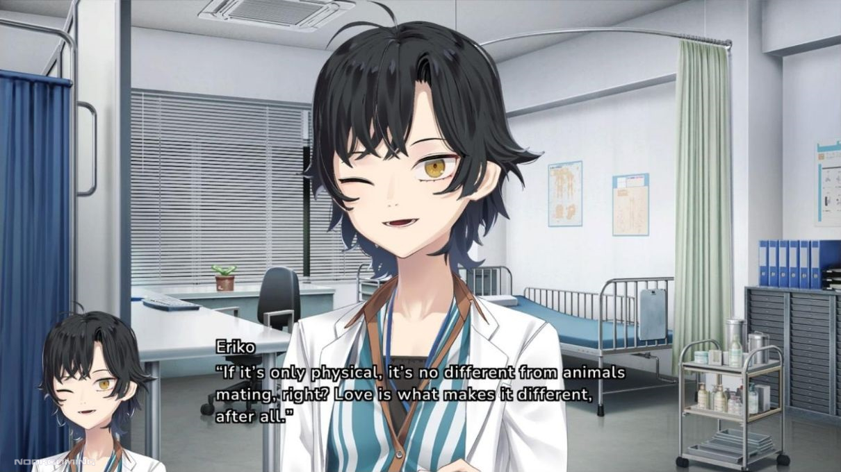 Eriko talking about animal mating in HenPri (Hentai Prison)