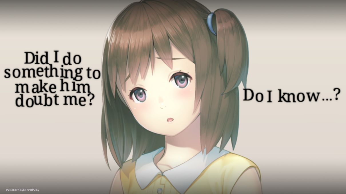 Miyu's thoughts on whether she's done something to make the protagonist doubt her