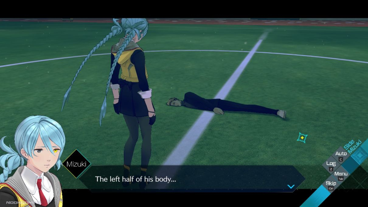 Mizuki finding left half of a corpse in AI: The Somnium Files – Nirvana Initiative