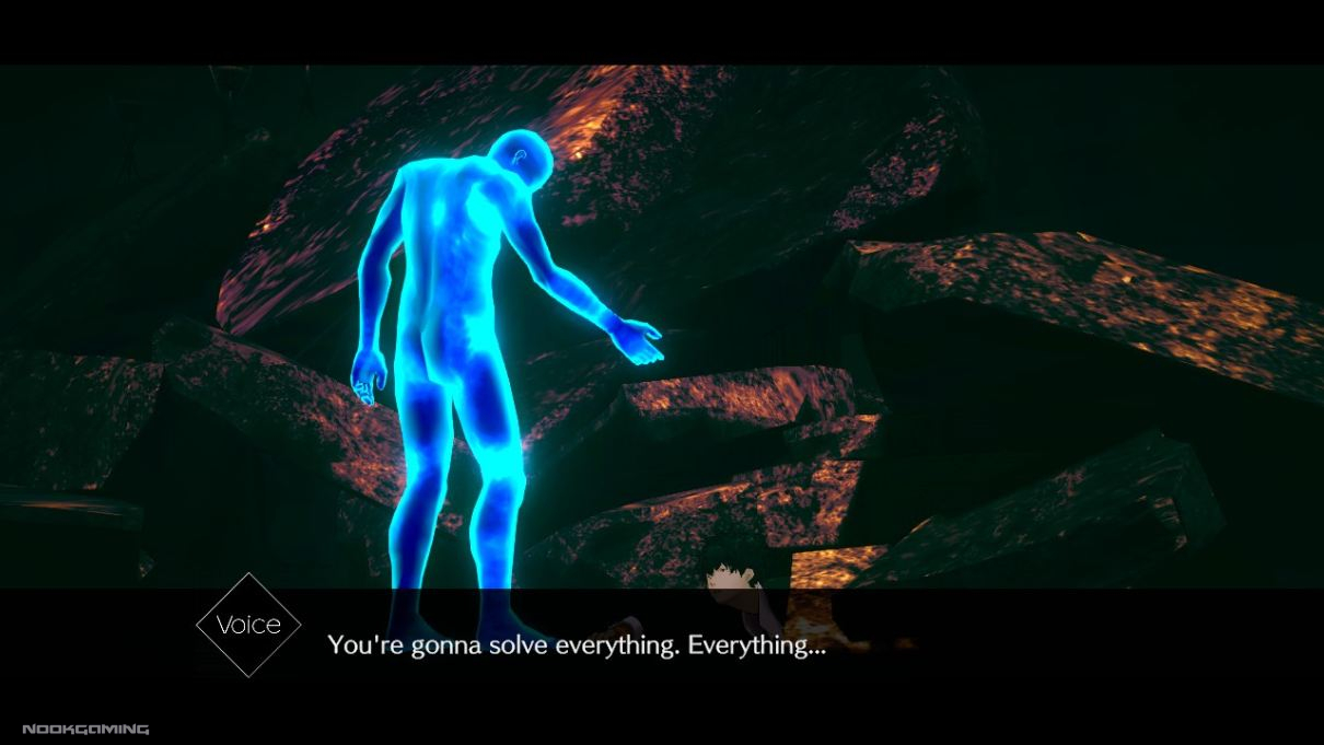 Ryuki in a dream under rubble talking to silhouette