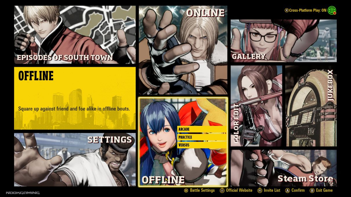 Menus of Fatal Fury: City of the Wolves