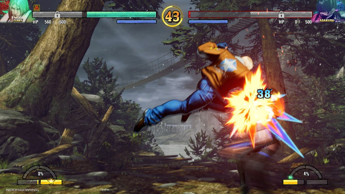 Action shot of Terry vs Asakura