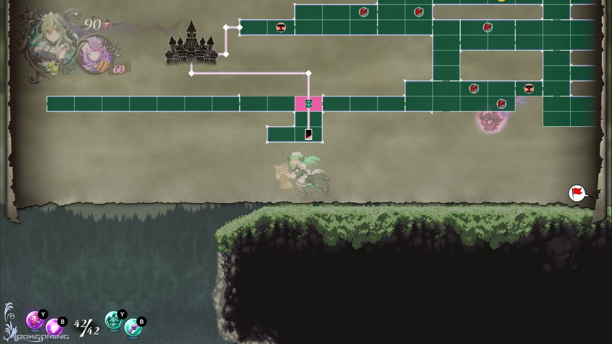 Metroidvania-style map screen in Gal Guardians: Servants of the Dark