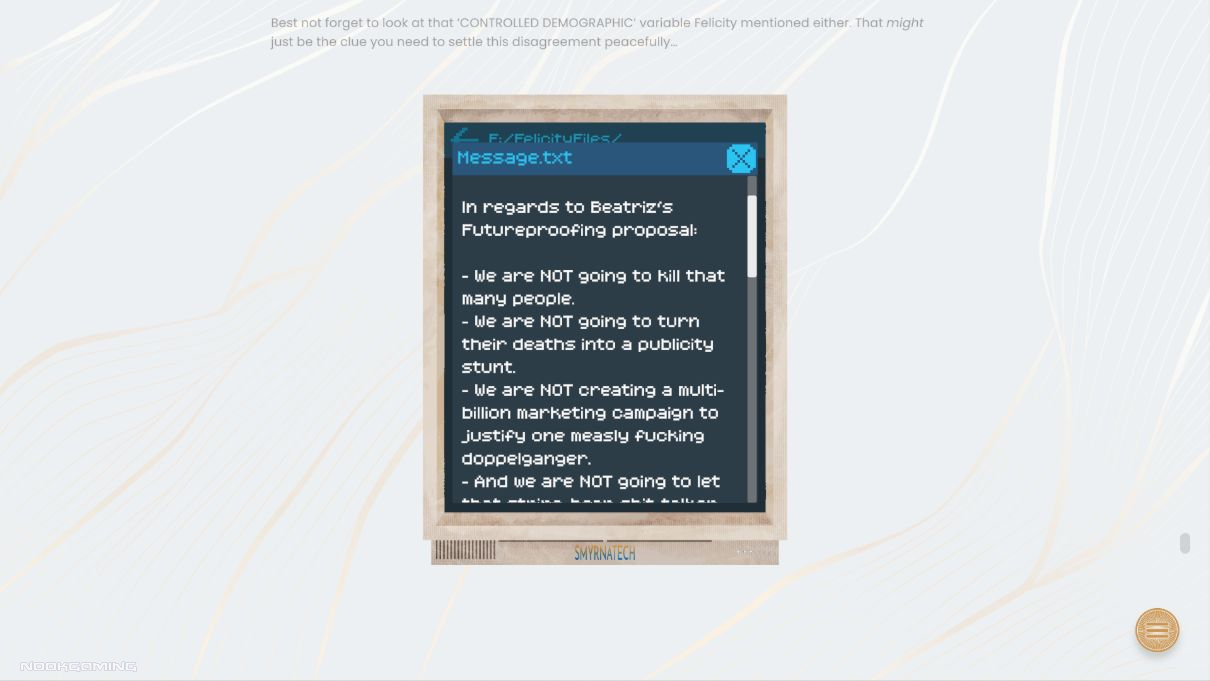Message involving an unsettling proposal
