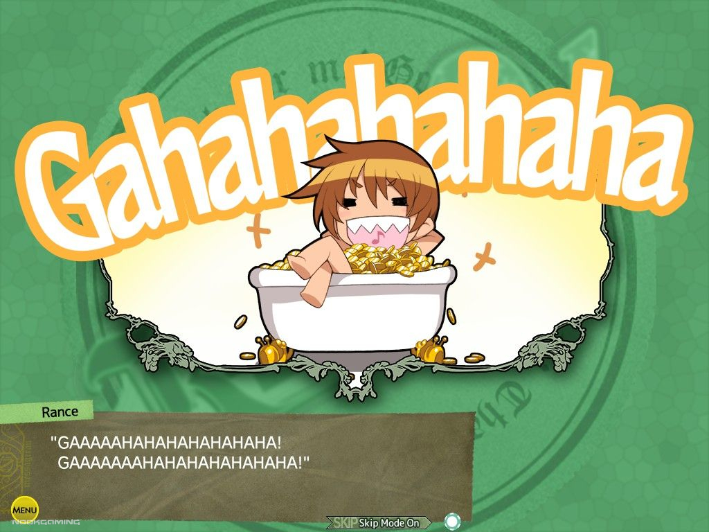 Rance in a bathtub of money with his iconic laugh