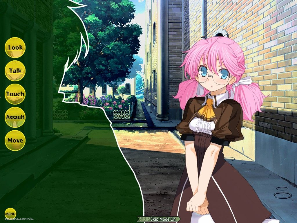 Rance interacting with a pink haired girl with options