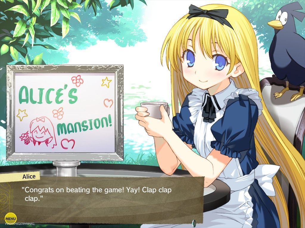 Alice congratulating the player on beating Rance 01 Quest for Hikari