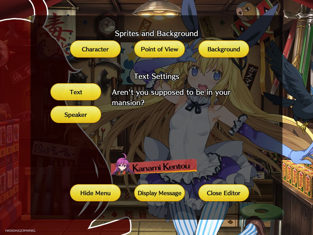 Sprites and background menu