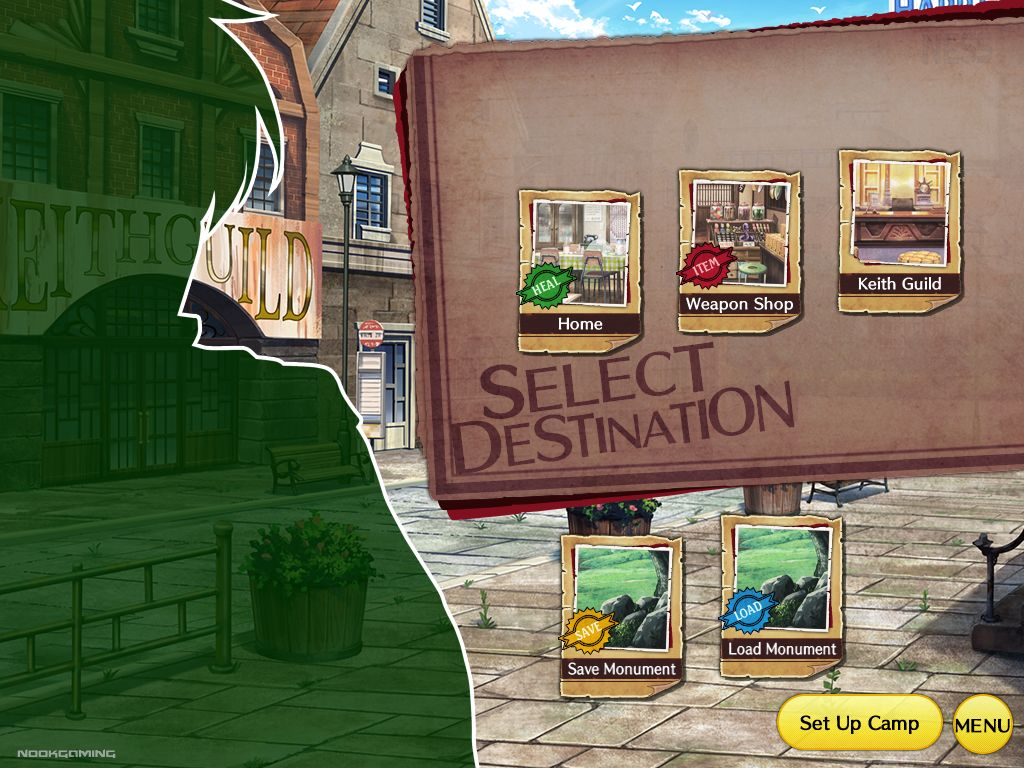 Menu for destinations within a city
