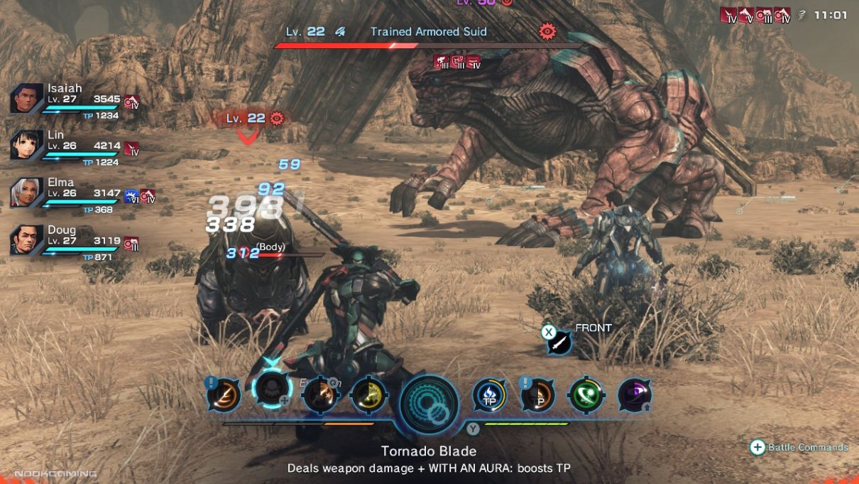 Fighting a trained armored suid in Xenoblade Chronicles X: Definitive Edition