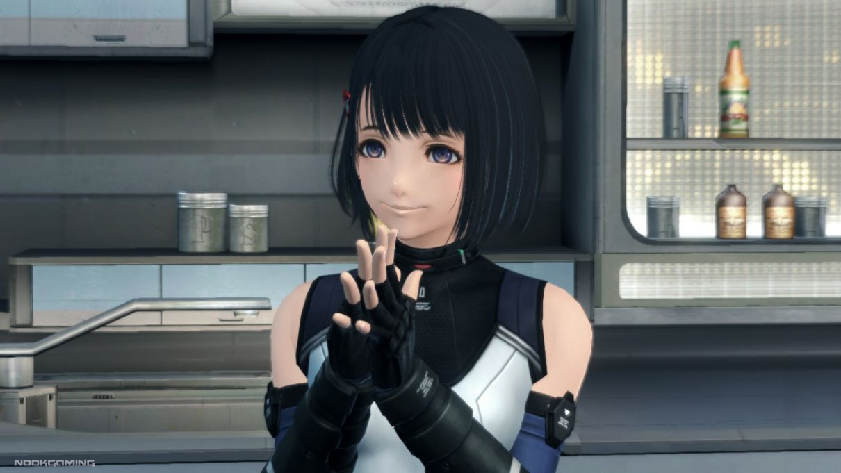 Lin holding her hands together in Xenoblade Chronicles X: Definitive Edition
