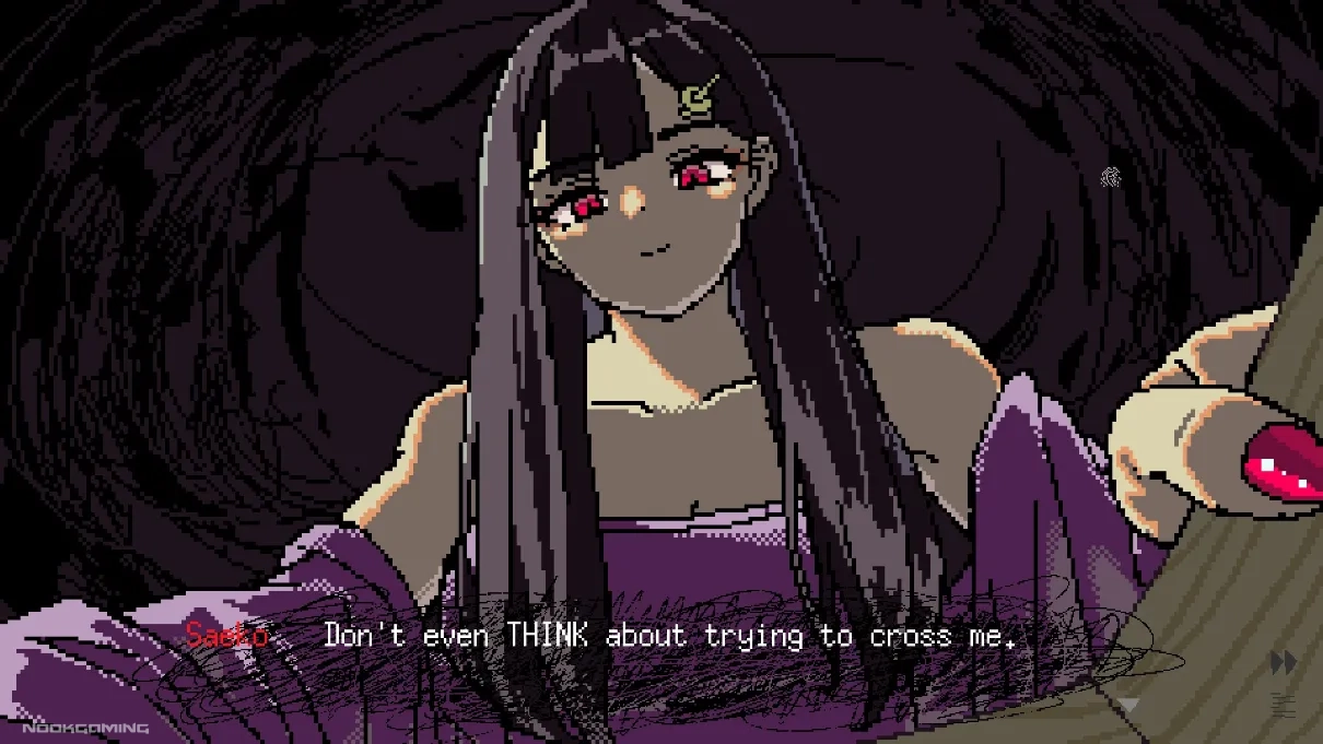 Saeko threatening the drawer residents