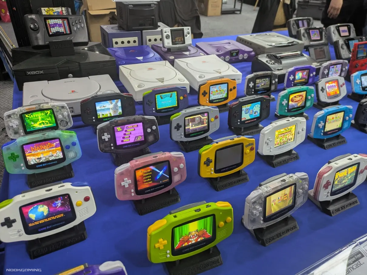 Display of modified Game Boy Advances (GBA) at Birmingham Gaming Market