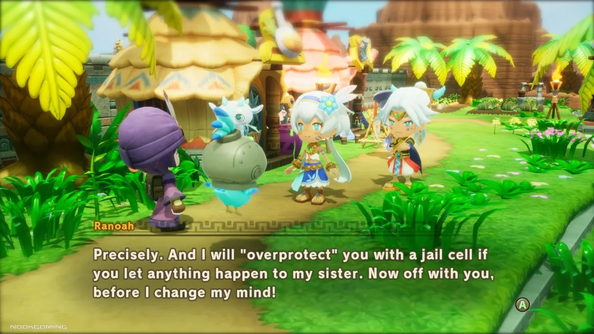 Cutscene of being shoo-ed off by Rem's brother