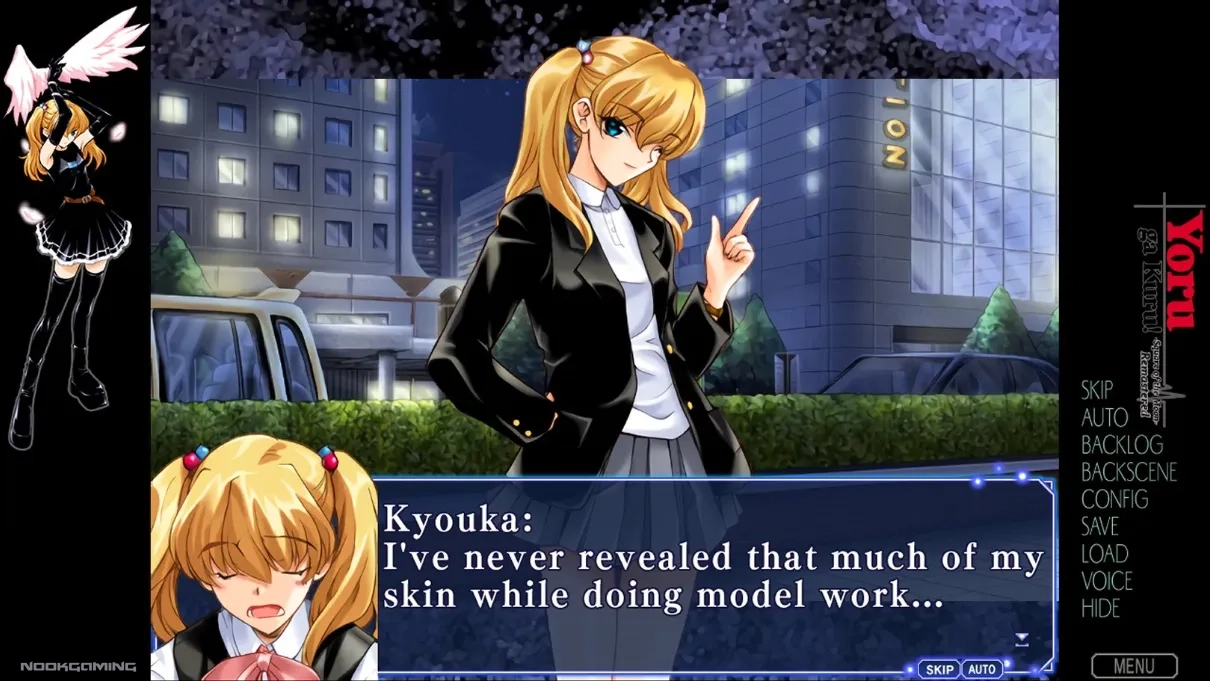 Heroine (Kyouka) talking about baring skin
