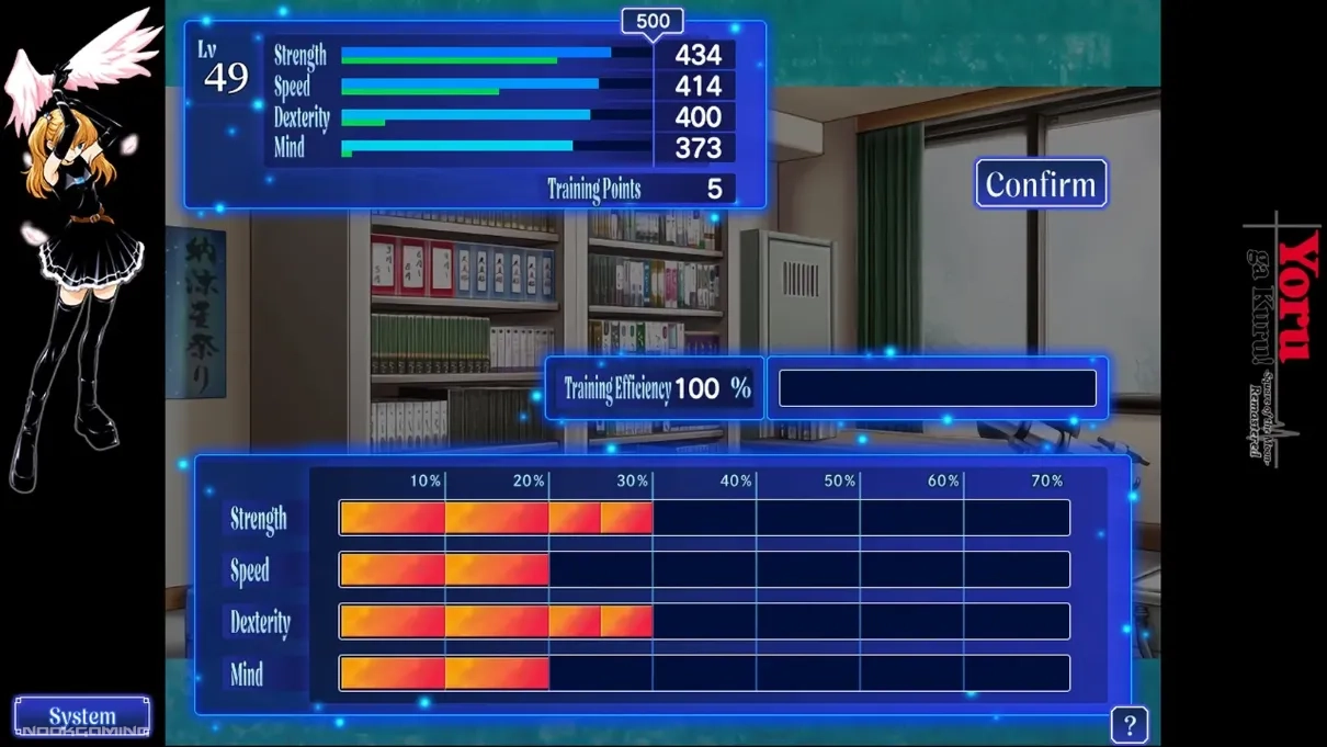 Allocating Training Points in Yoru ga Kuru! -Square of the Moon- Remastered