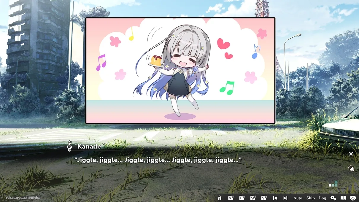 Kanade dancing excitedly with pudding