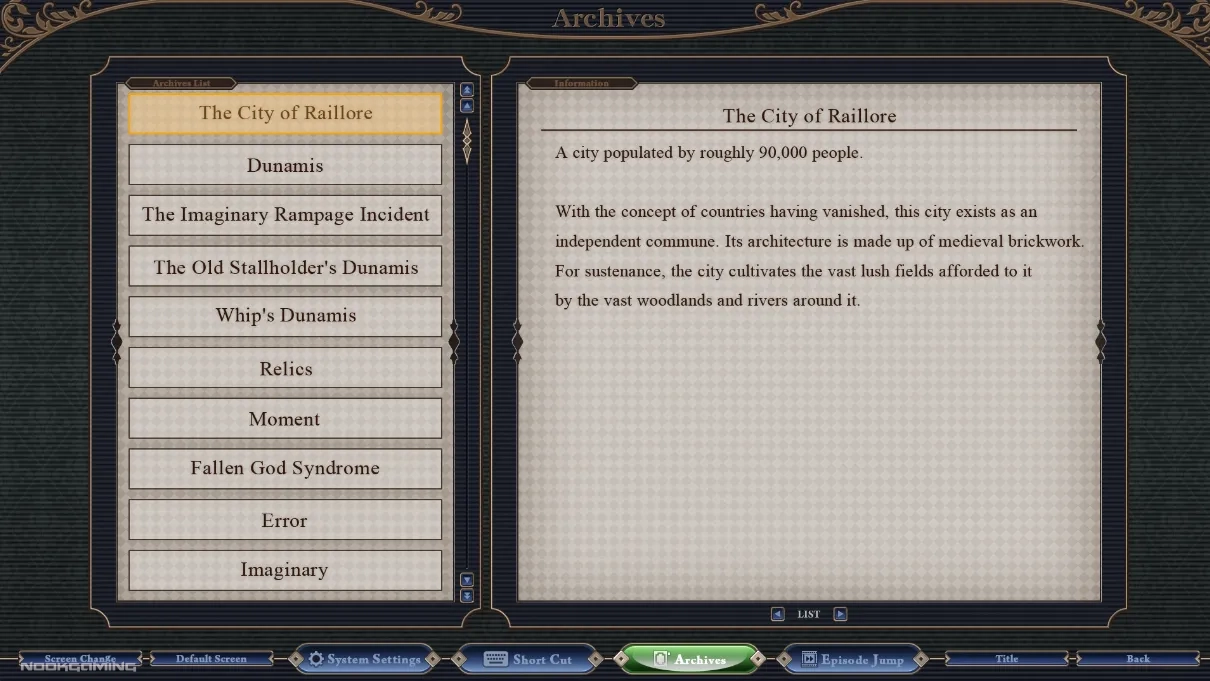 Archives page of The Pillagers of Raillore