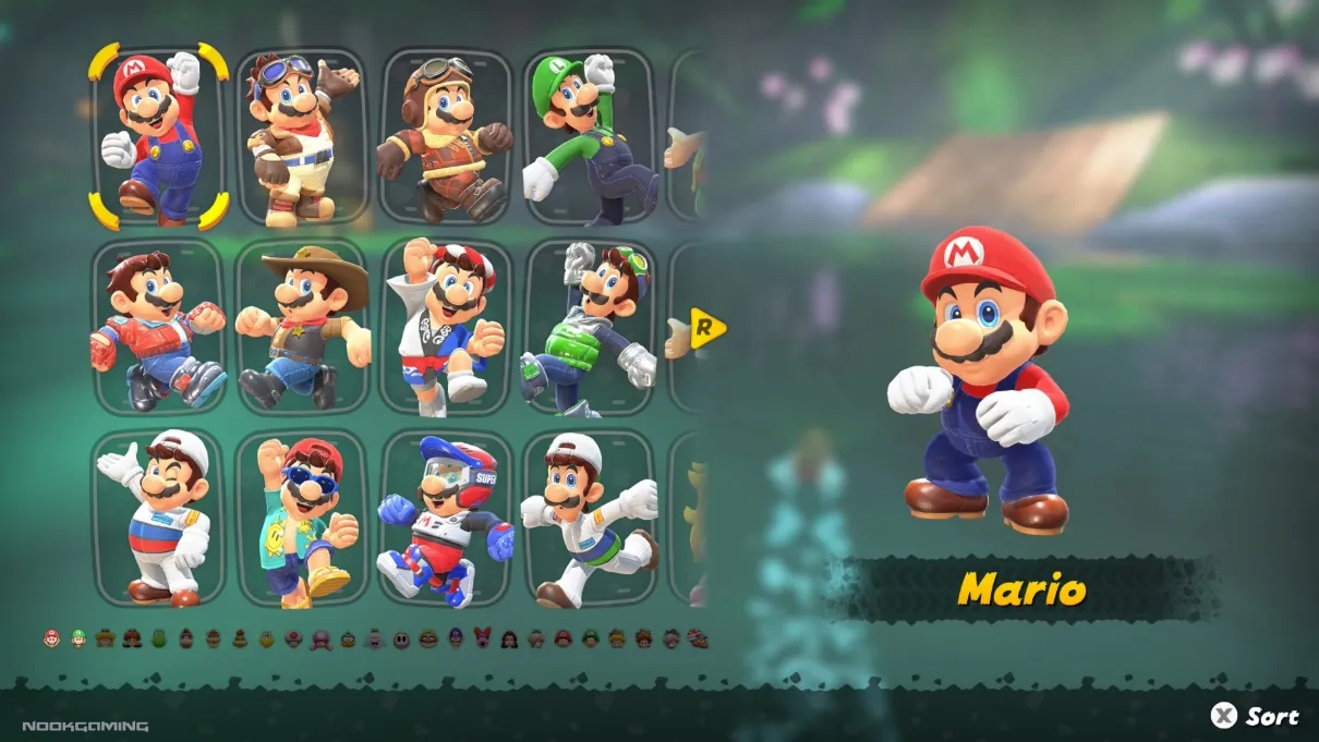 Many unlockable cosmetics for Mario and Luigi