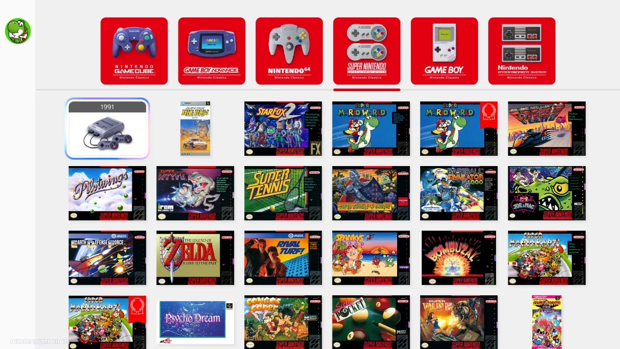 NSO SNES library screen