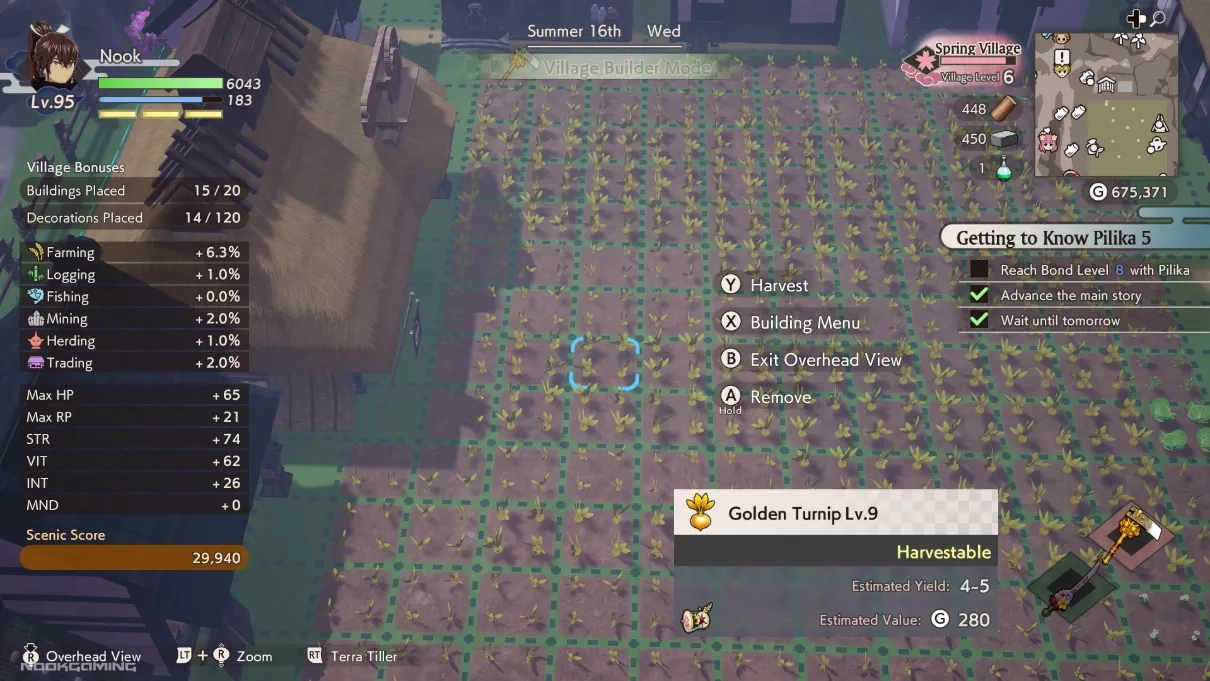 Overhead crop management in Rune Factory: Guardians of Azuma