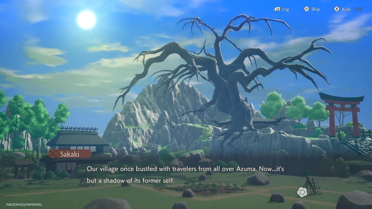A dying tree in a run down village in Rune Factory: Guardians of Azuma