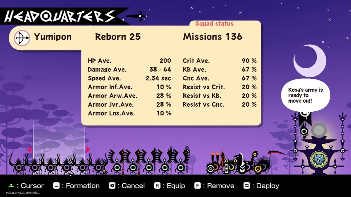 Patapon 1 (in PATAPON 1+2 REPLAY) Formation Screen feat. Rarepons