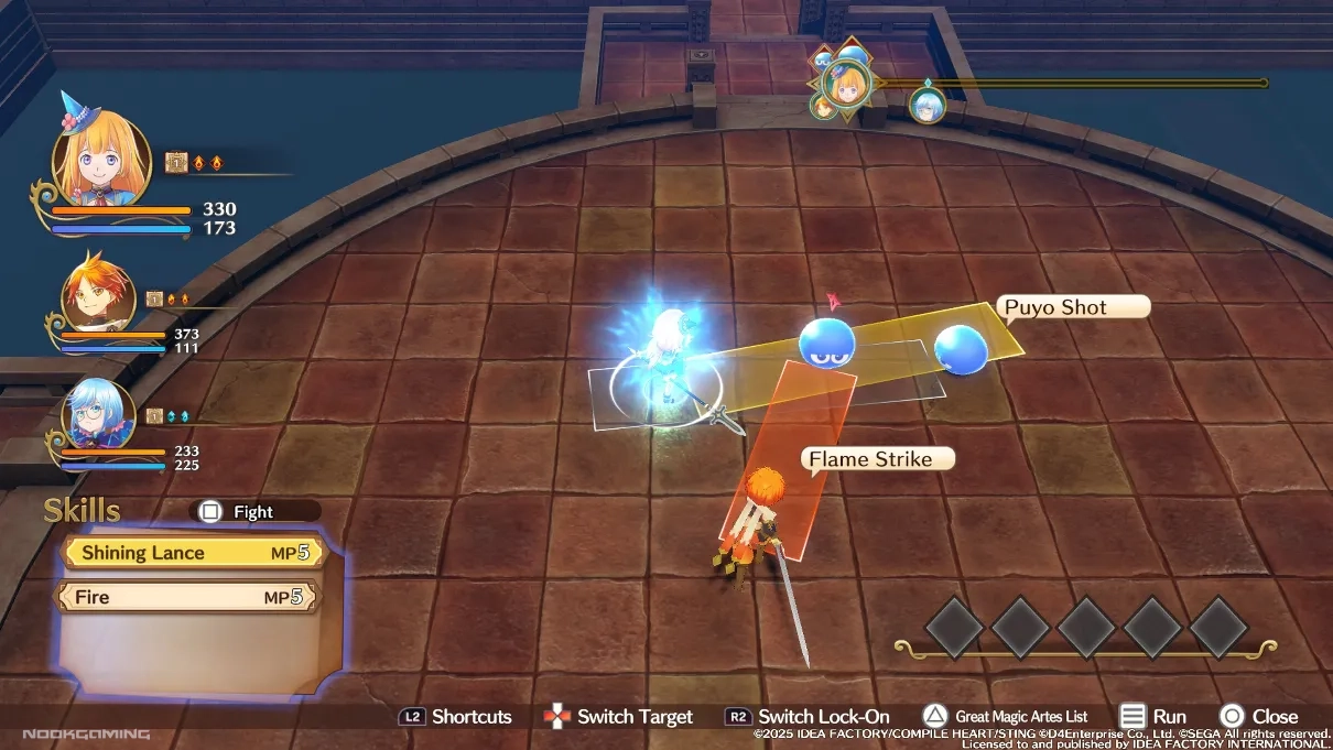 Fighting a random battle in Mado Monogatari: Fia and the Wondrous Academy