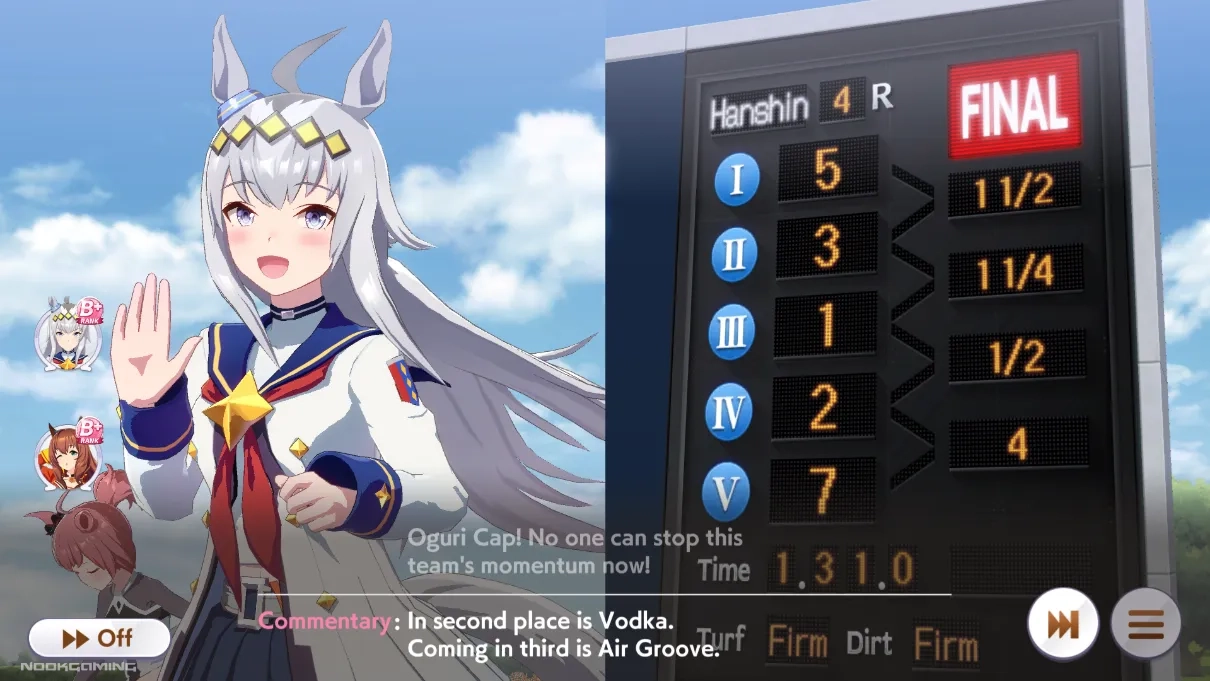 Umamusume: Pretty Derby - Oguri Cap placing first