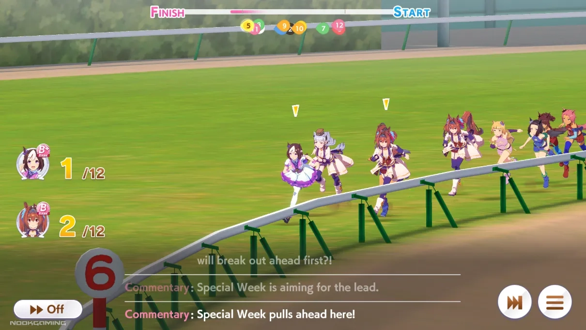 Umamusume: Pretty Derby - Special Week and Daiwa Scarlet approaching the final corner