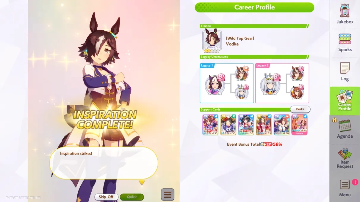 Umamusume: Pretty Derby - Being inspired from prior characters to increase stats
